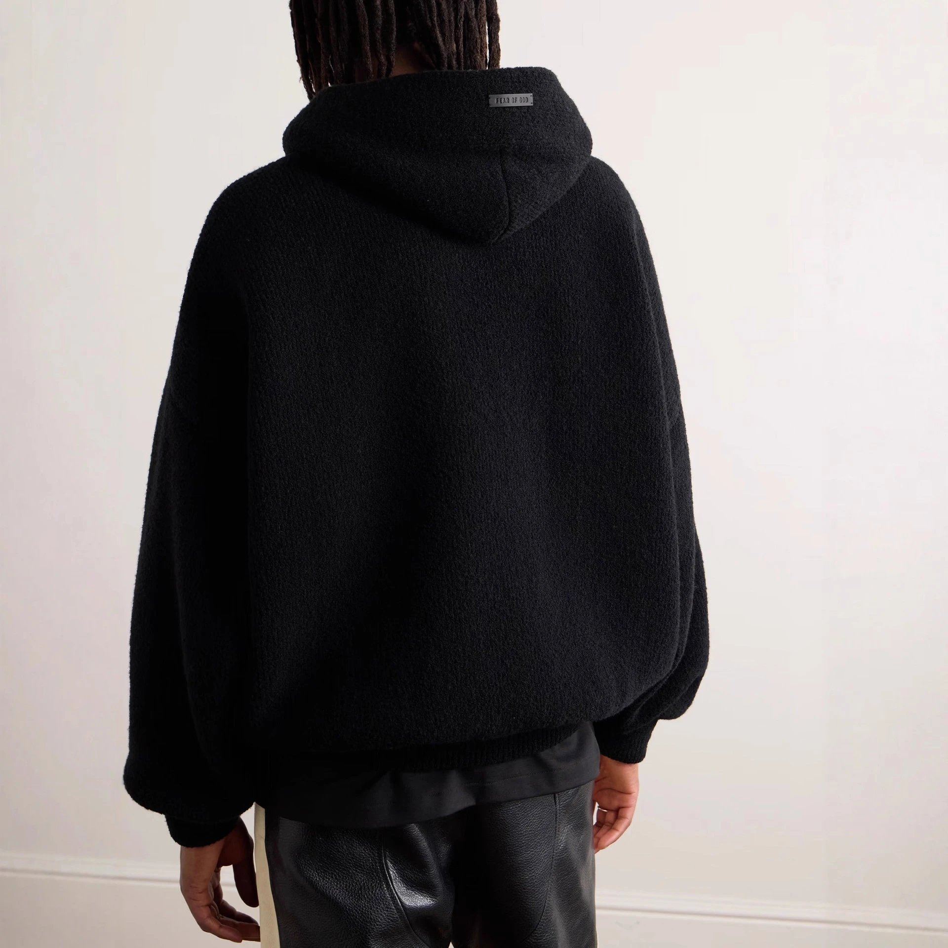 Oversized Knit Hoodie Sweater Jacquard 8 High Street Black - Gallery Image 8 - Detailed View
