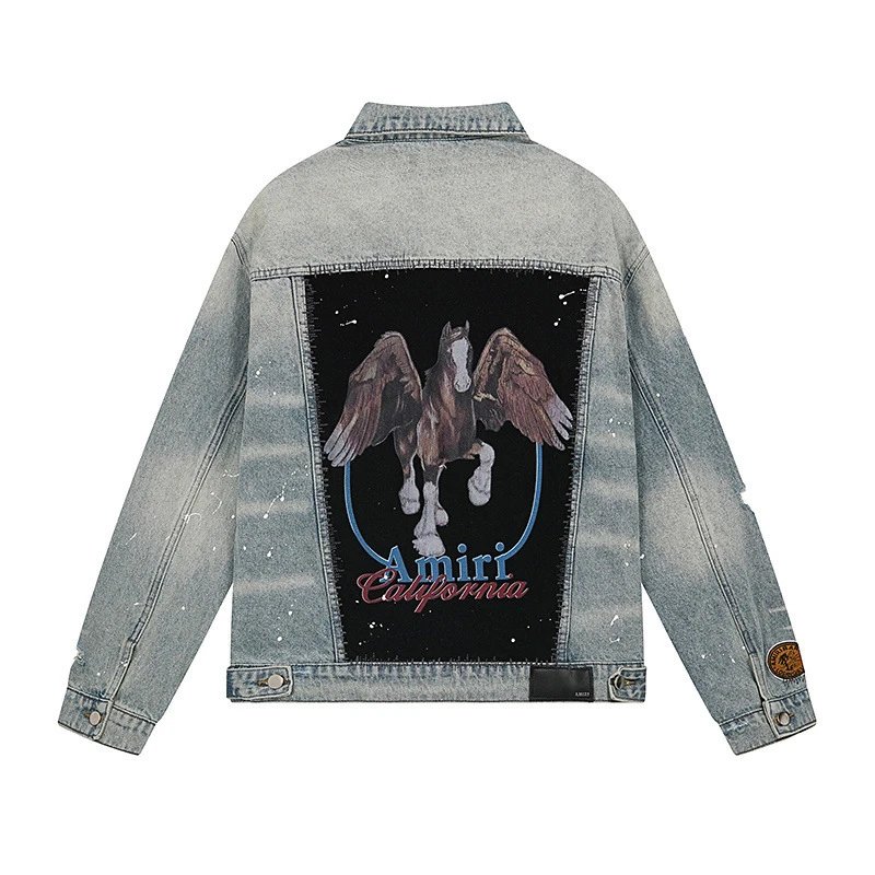 Amiri Pegasus Denim Jacket Blue - Gallery Image 2 - Detailed View