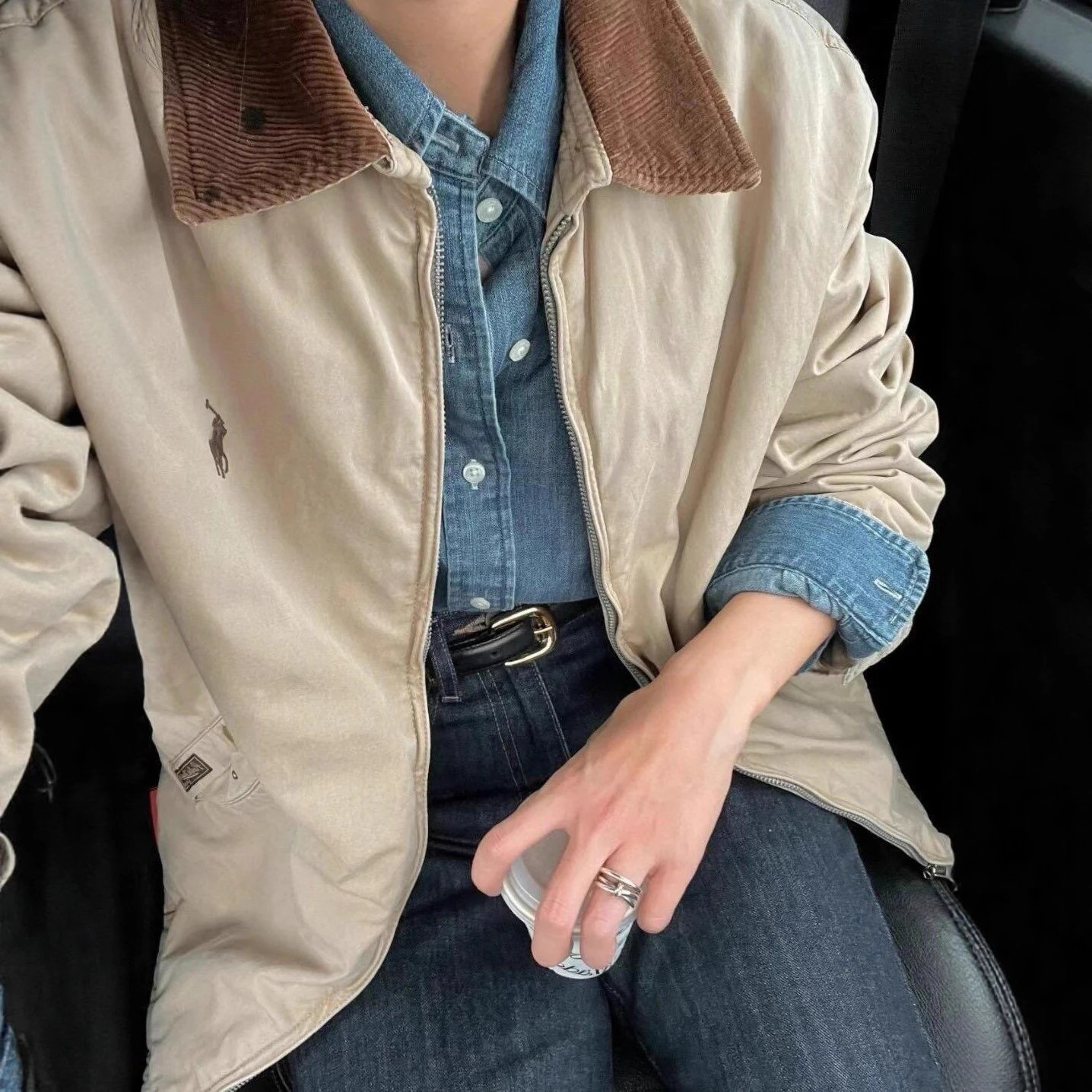 Ralph Lauren Polo Corduroy Collar Jacket Khaki - Gallery Image 3 - Detailed View