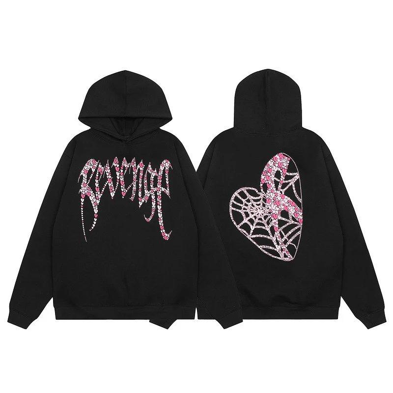 Gothic Graphic Fleece Hoodie Black Pink - Related Product - Cnfans