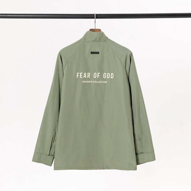 Streetwear High Neck Zip Coach Jacket Unisex Sage Green - Fear of God(FOG） - Cnfans - $44.84