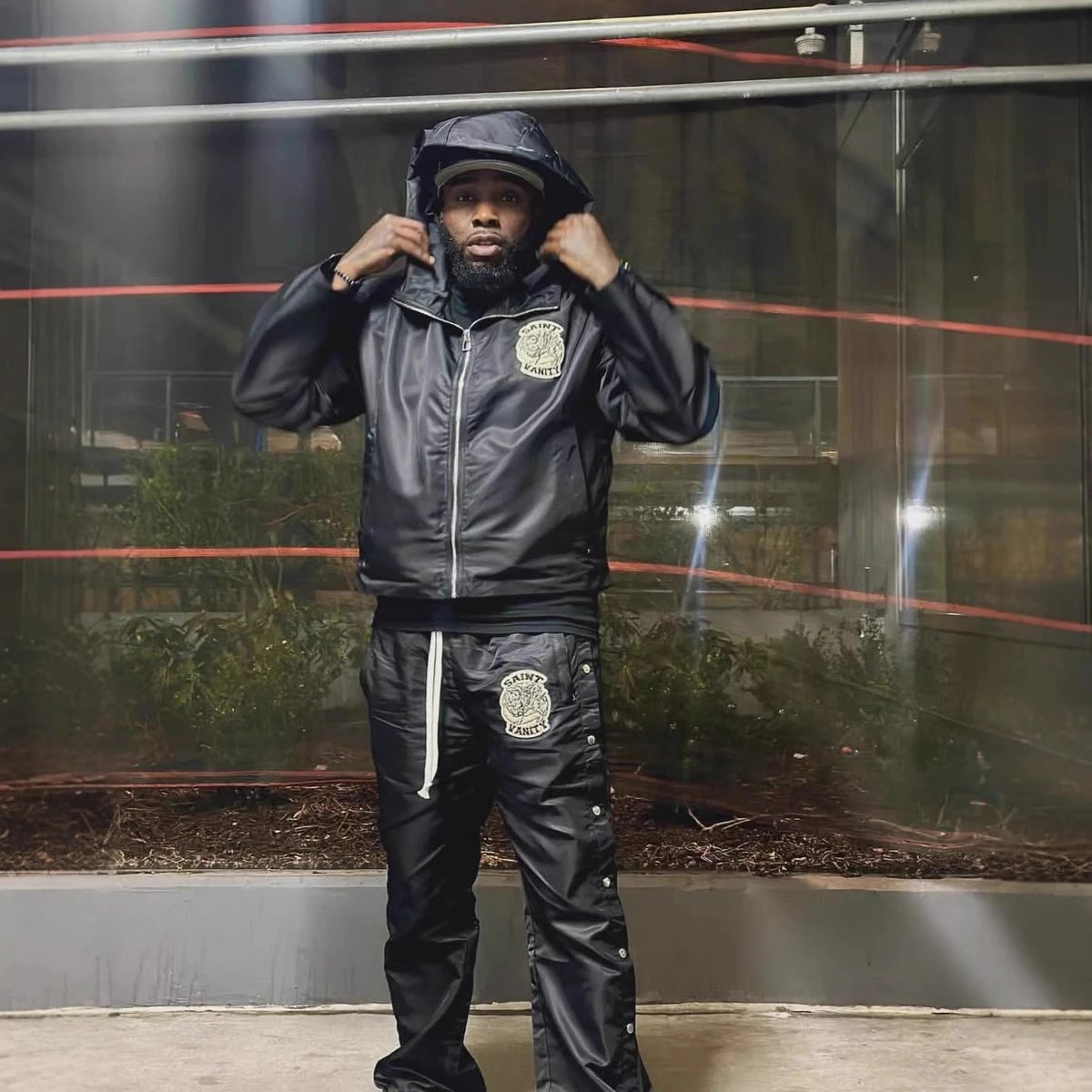 Saint Embroidered Hooded Windbreaker Set Multicolor - Gallery Image 2 - Detailed View