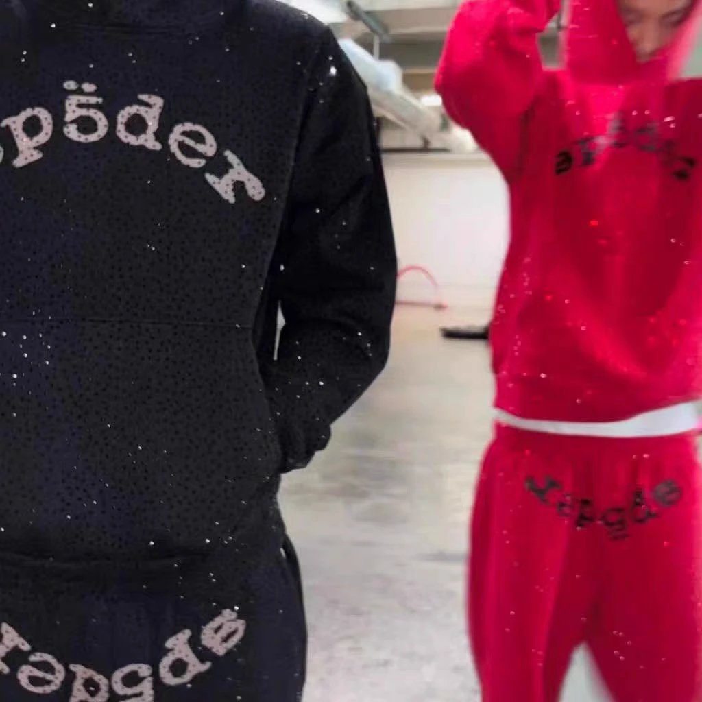 Rhinestone Hoodie Unisex Onyx - Gallery Image 2 - Detailed View