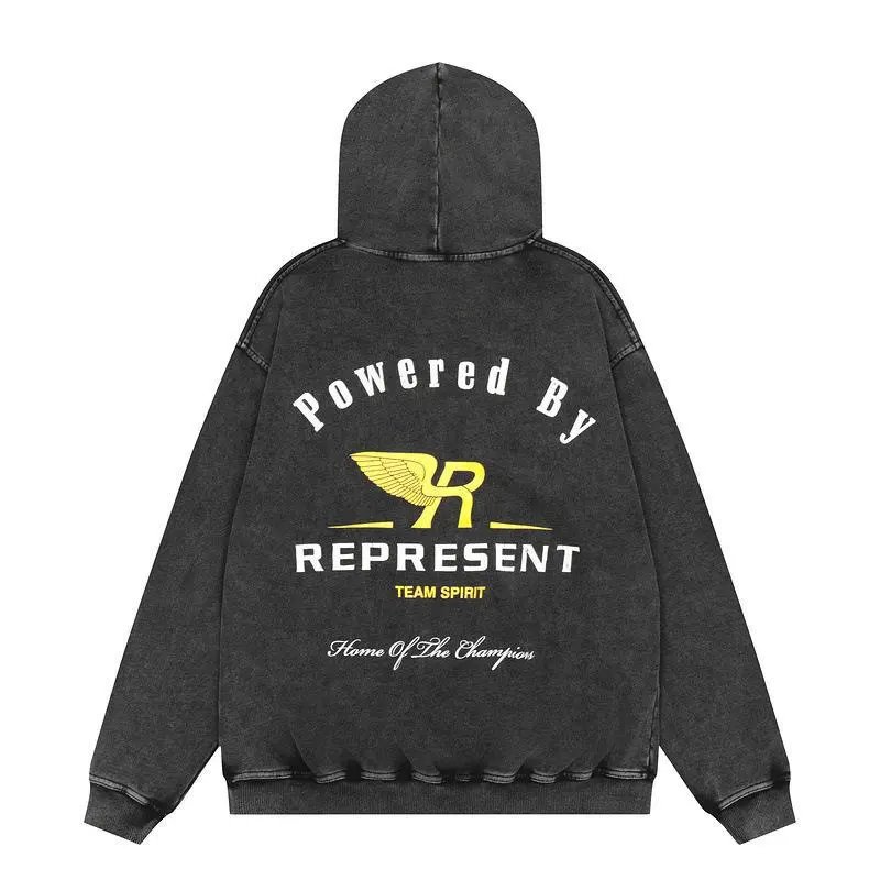 REPRESENT Washed Hoodie Black - Gallery Image 3 - Detailed View