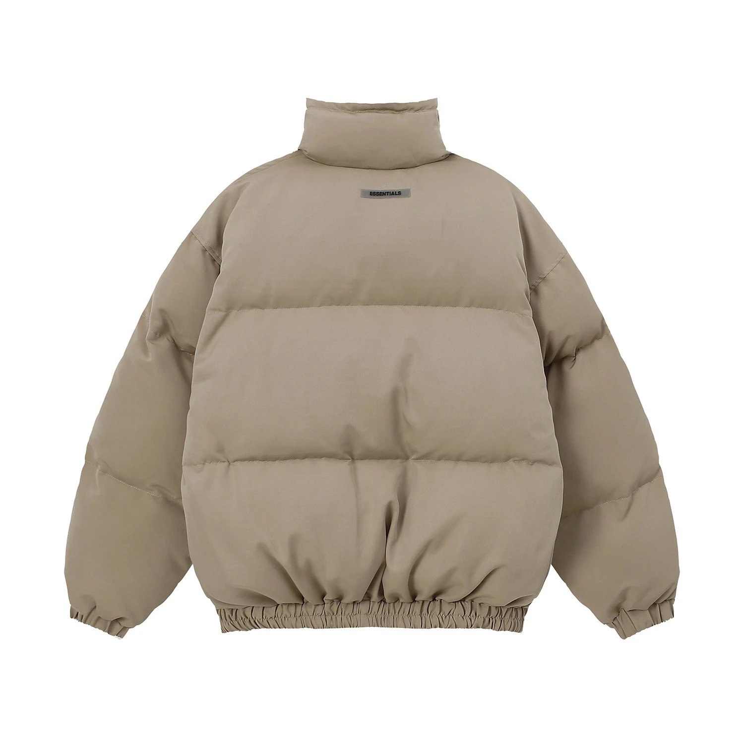 High Street Puffer Jacket Winter Unisex Stand Collar Olive Green - Gallery Image 3 - Detailed View