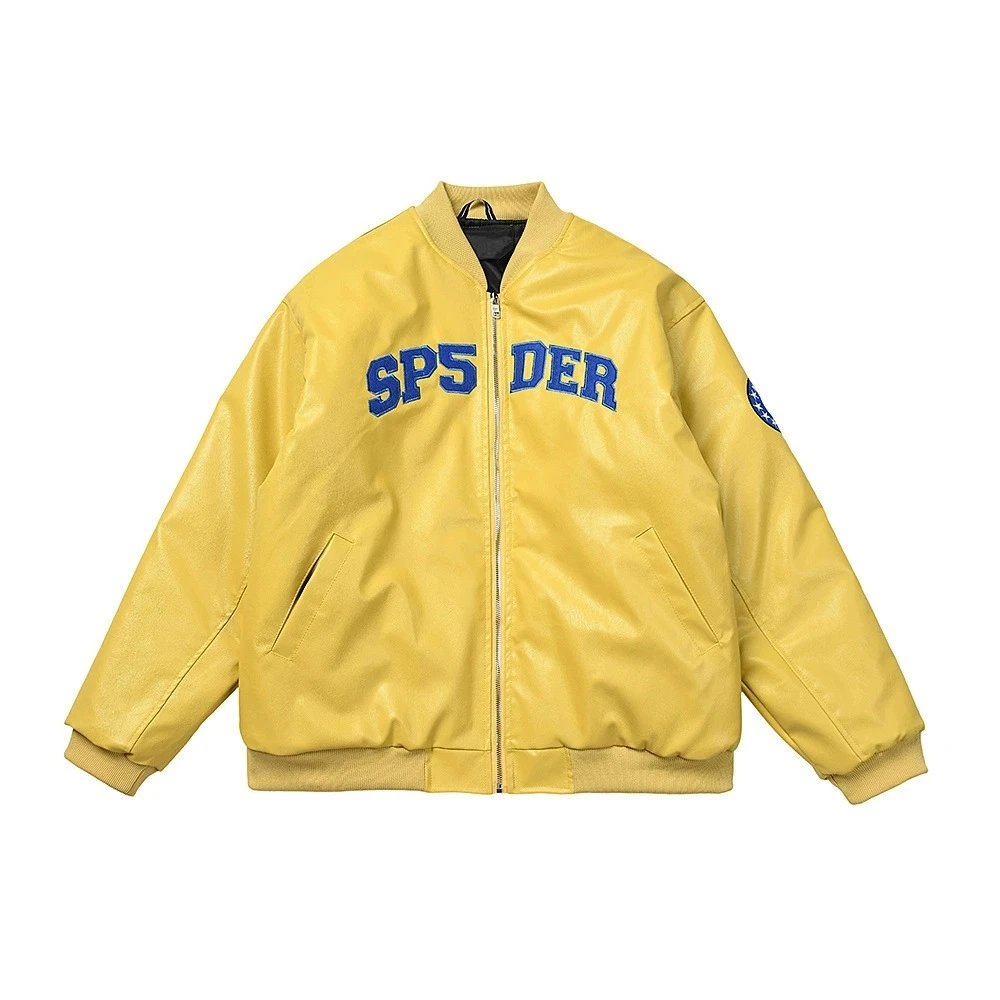 PU Bomber Jacket Unisex Mustard - Gallery Image 1 - Detailed View