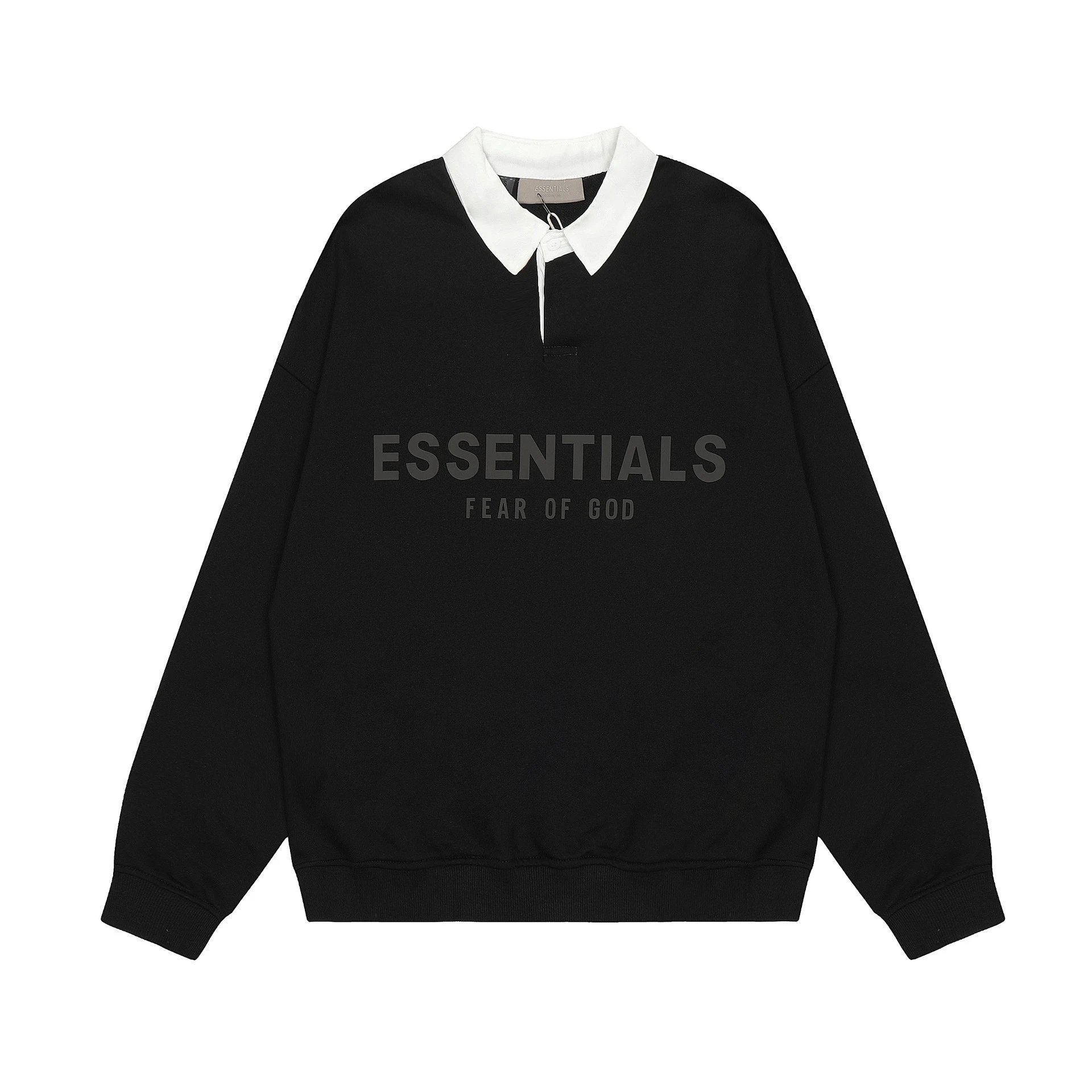 Collared Long Sleeve Faux Layered Sweatshirt Black - Related Product - Cnfans