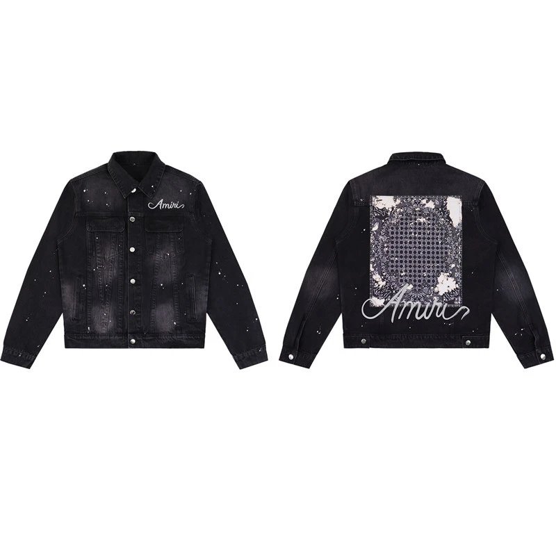 Amiri Splatter Paint Denim Jacket Black - High Quality Product Image - Cnfans