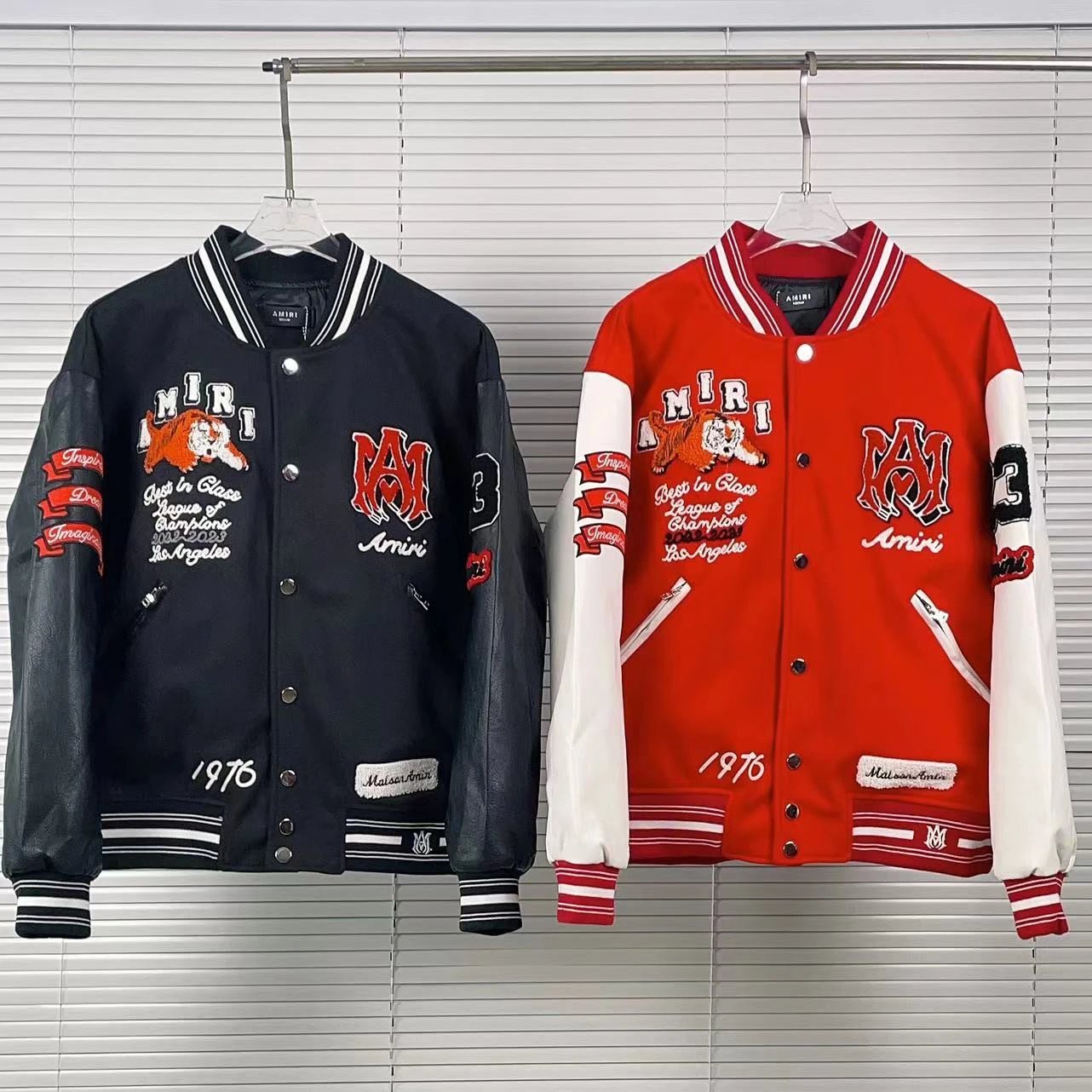 Amiri Varsity Jacket Tiger Embroidery Multi - Gallery Image 2 - Detailed View