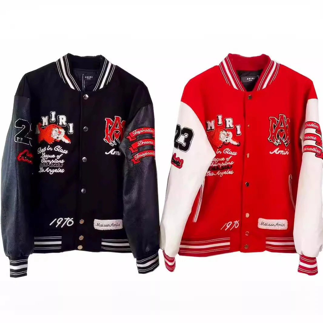 Amiri Varsity Jacket Tiger Embroidery Multi - Gallery Image 5 - Detailed View