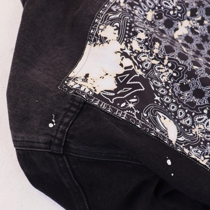 Amiri Splatter Paint Denim Jacket Black - Gallery Image 4 - Detailed View