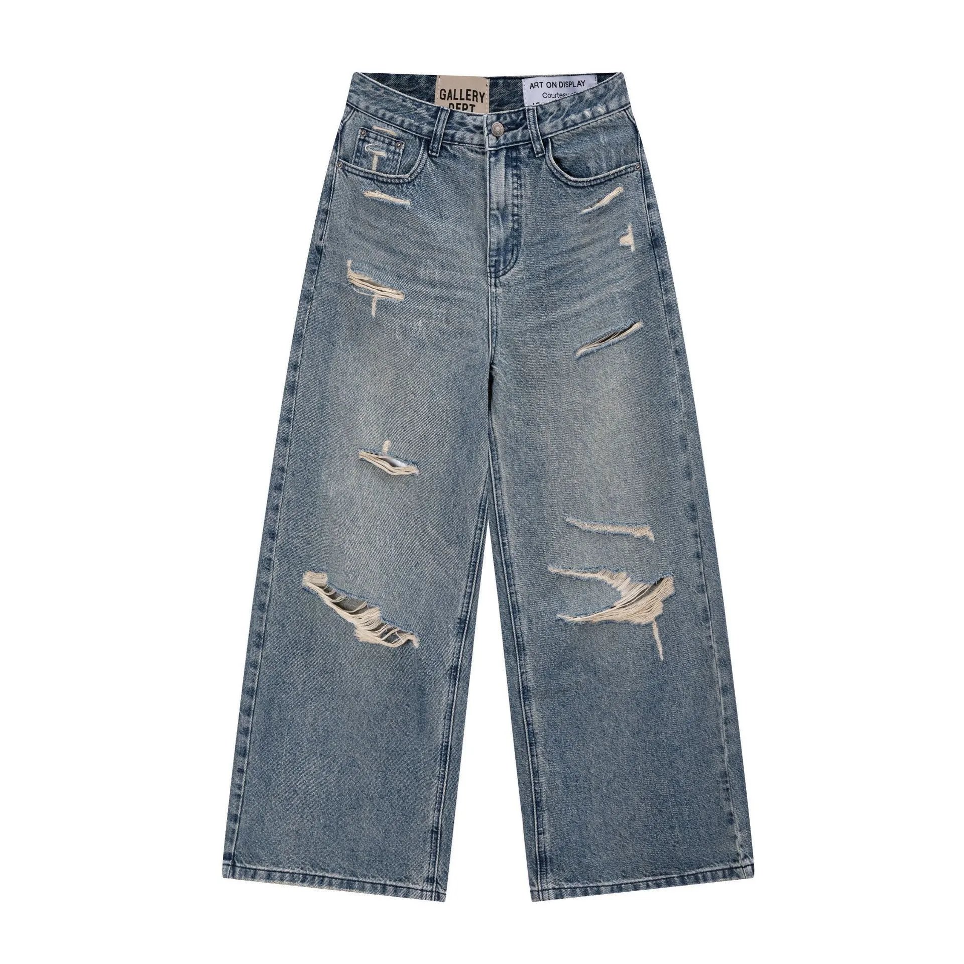 Distressed Denim Trousers Vintage Indigo - Gallery Dept - Cnfans - $44.19
