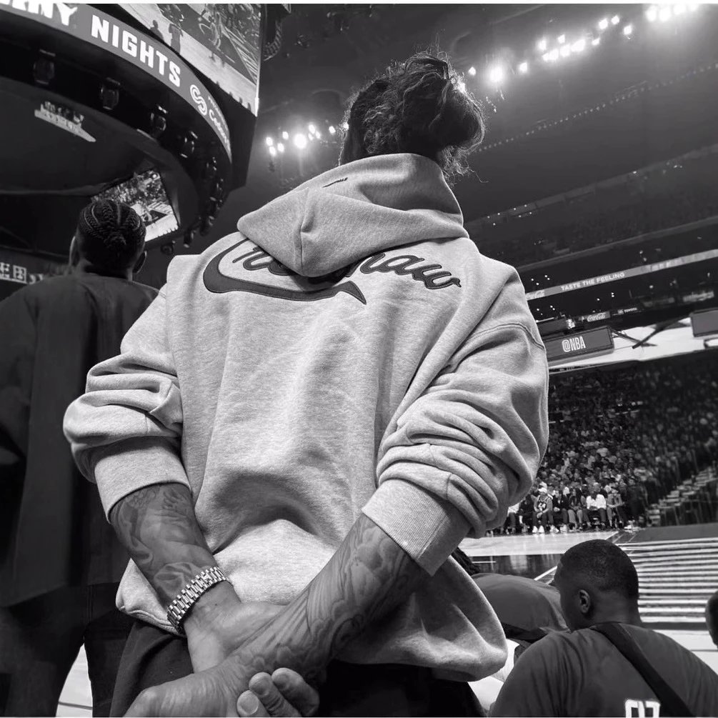 Unisex Streetwear Cotton Hoodie Crenshaw Script Royal Blue - Gallery Image 4 - Detailed View