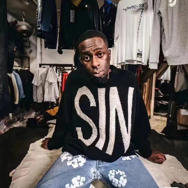 Saint Vintage Skeleton Knit Sweater Black - Gallery Image 3 - Detailed View