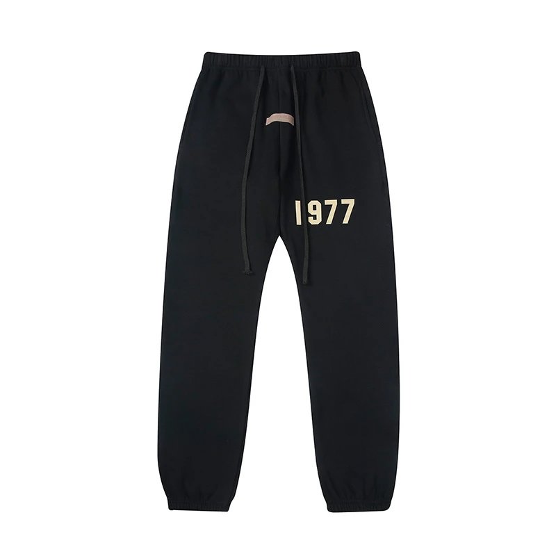 High Street Essentials 1977 Flocked Jogger Pants Unisex Ebony - Essentials - Cnfans - $33.23