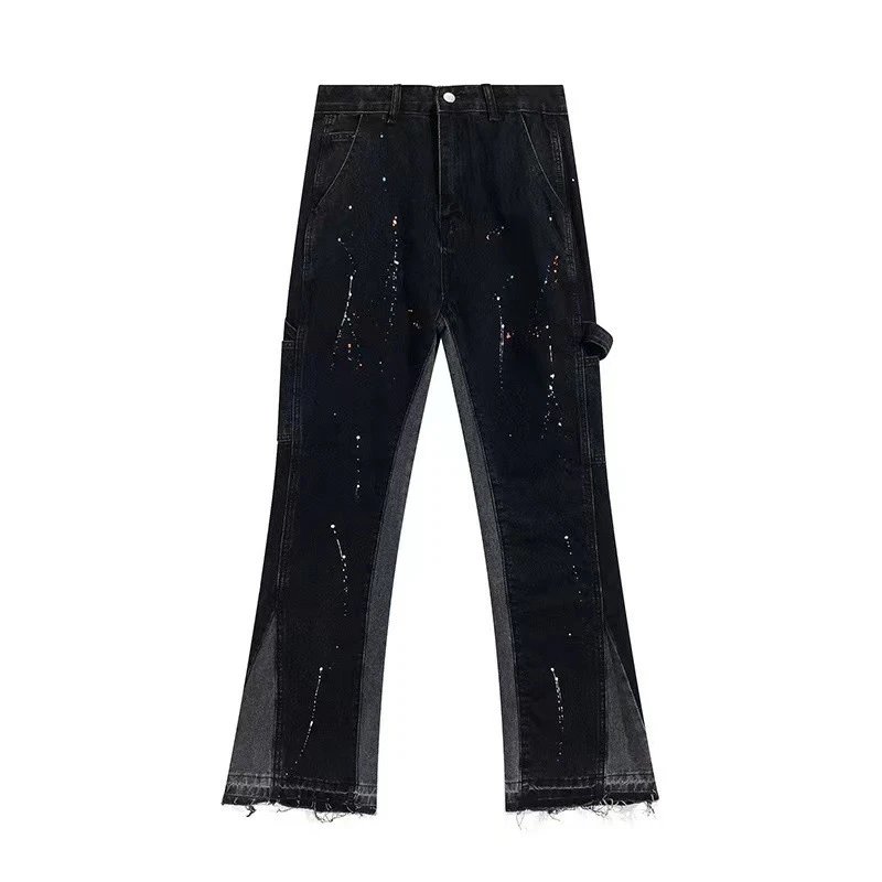Street Flared Denim Pants Charcoal Black - Related Product - Cnfans