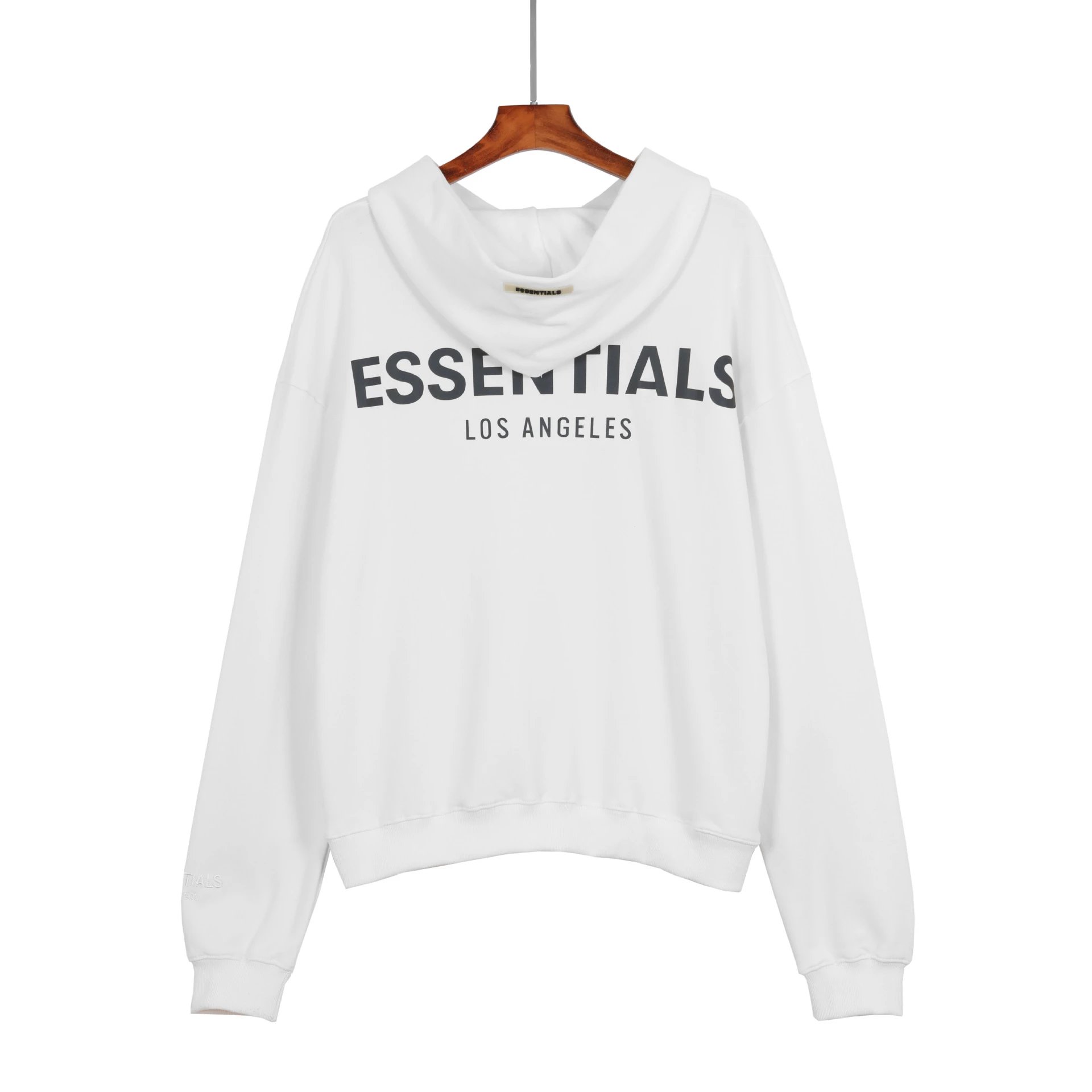 Reflective Oversized Streetwear Hoodie Unisex Ivory Black - Essentials - Cnfans - $36.13