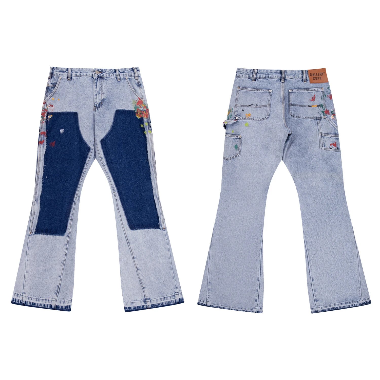 Vintage Flare Jeans with Indigo Patchwork - Gallery Dept - Cnfans - $51.29