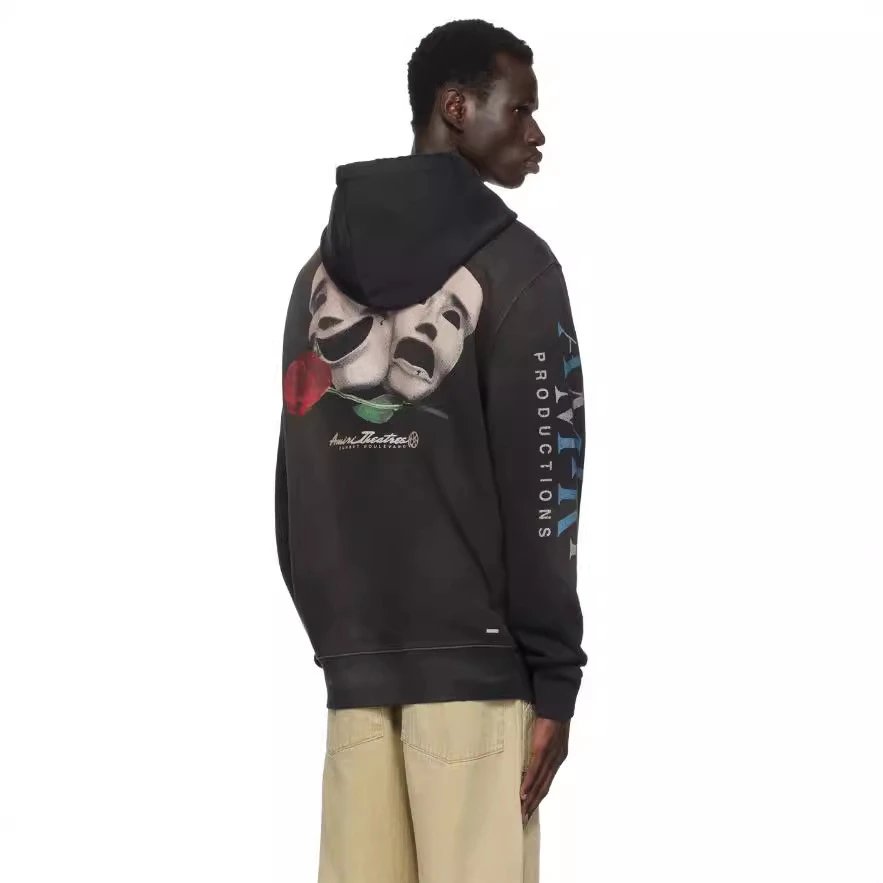 Amiri Oversized Hoodie Mask Print Black - Gallery Image 3 - Detailed View