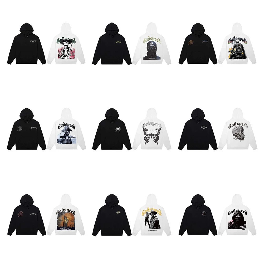 Godspeed Skull Hoodie in Black and White - High Quality Product Image - Cnfans