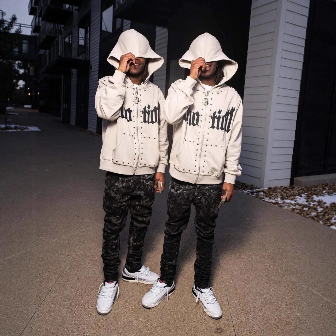 Mixed&Emotion Beaded Hoodie Grey - Gallery Image 3 - Detailed View