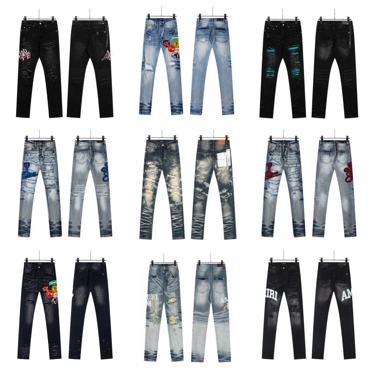 Amiri Embroidered Distressed Jeans - High Quality Product Image - Cnfans