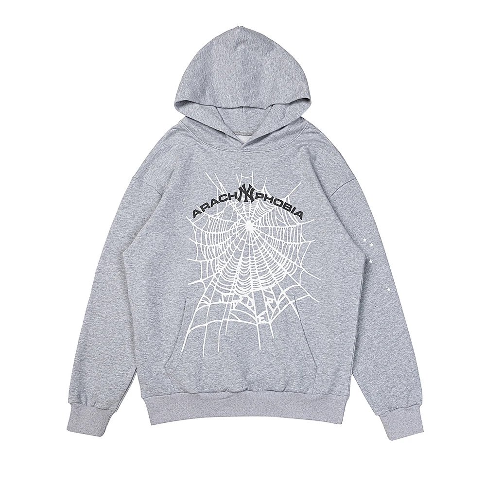 High Street Spider Web Hoodie Set in Slate Gray - Sp5der - Cnfans - $36.45