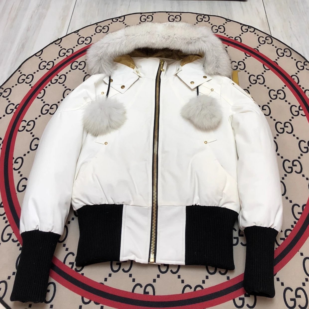 Goose Fur Trim Jacket Multicolor