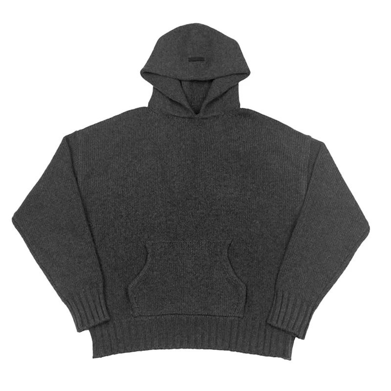 Unisex Knit Hoodie Sweater Casual Streetwear Charcoal - Related Product - Cnfans