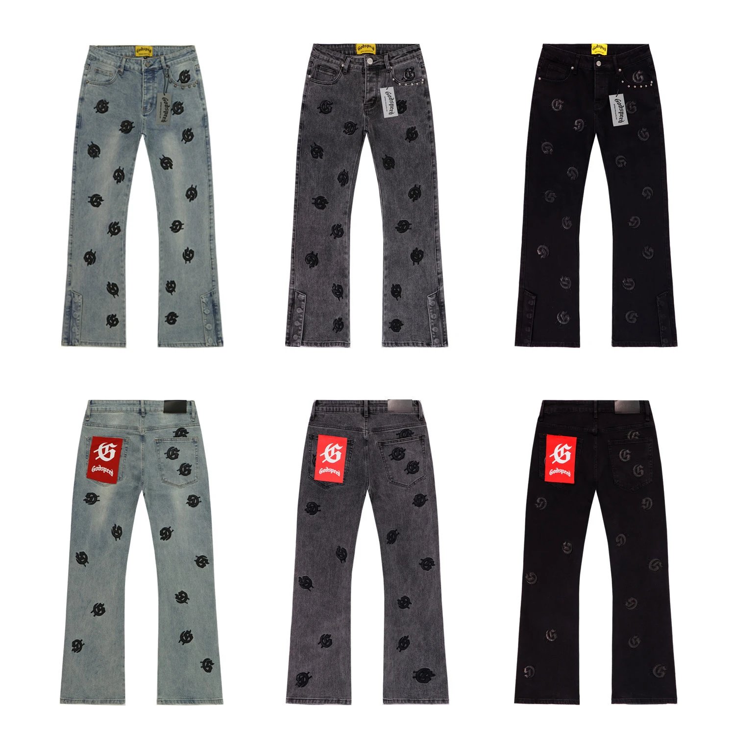 God&Speed Embroidered Jeans Blue - High Quality Product Image - Cnfans