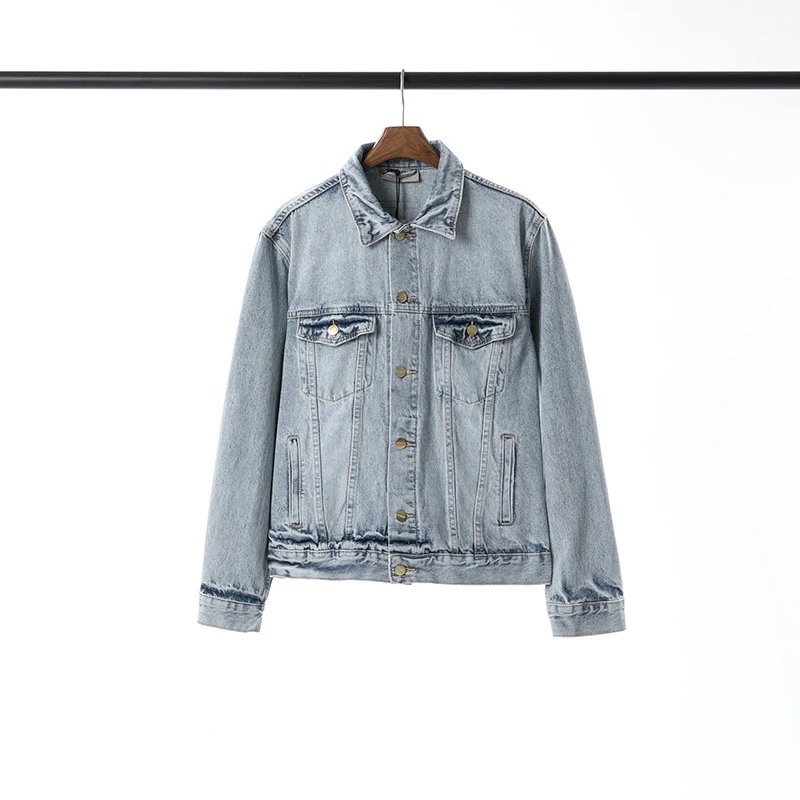 Vintage Washed Denim Jacket Oversized Streetwear Ice Blue - Gallery Image 2 - Detailed View