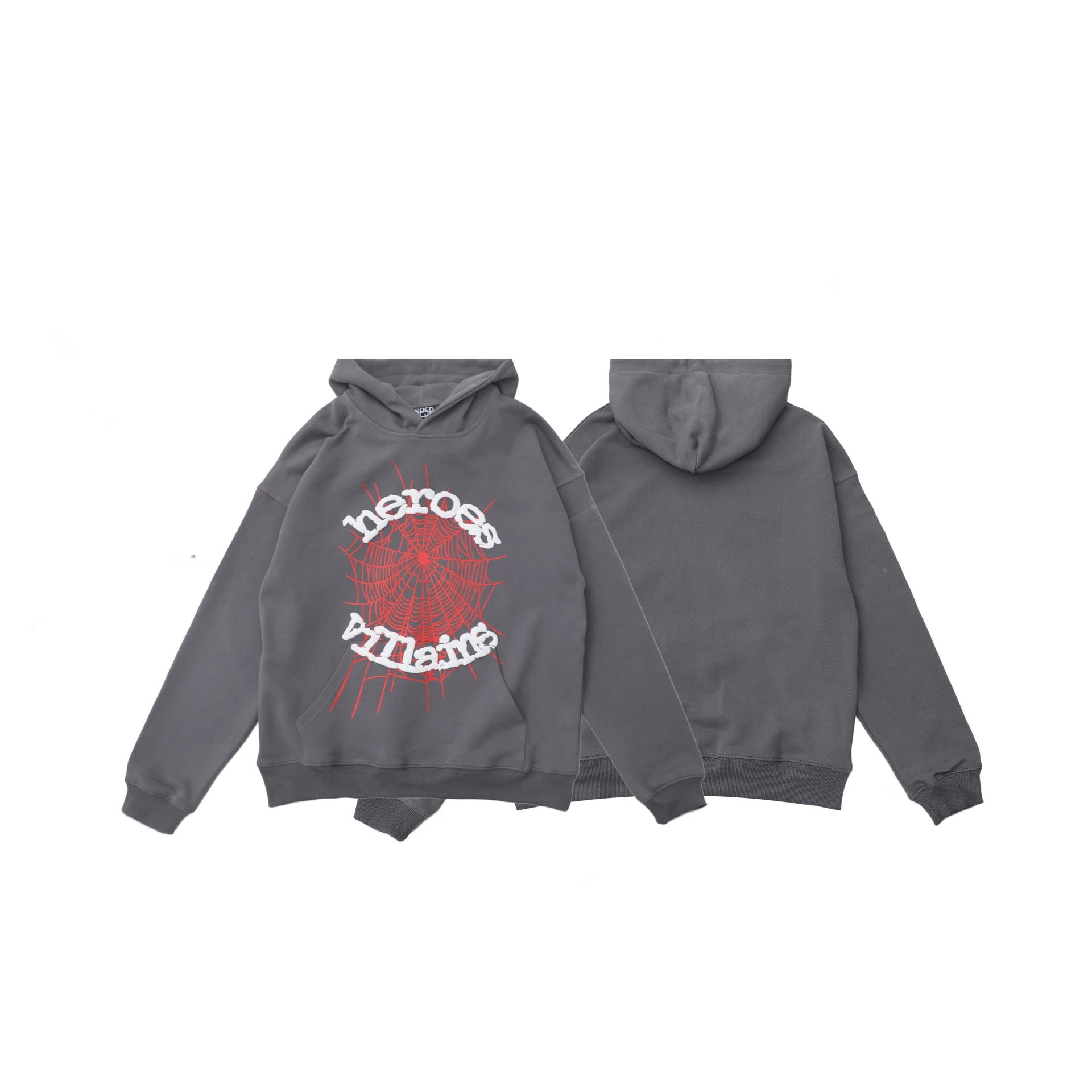 Streetwear Spider Web Hoodie Charcoal - Sp5der - Cnfans - $35.16