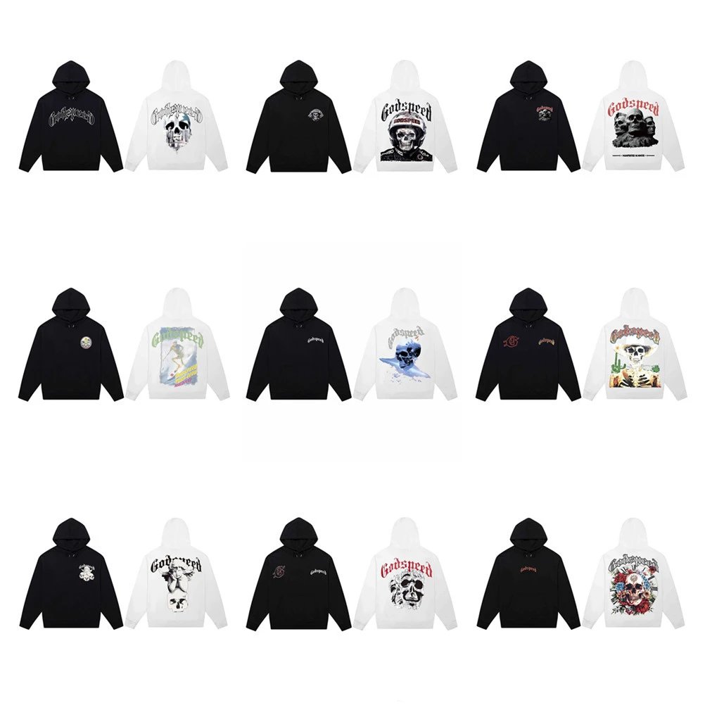 Godspeed Skull Hoodie in Black and White - Gallery Image 5 - Detailed View