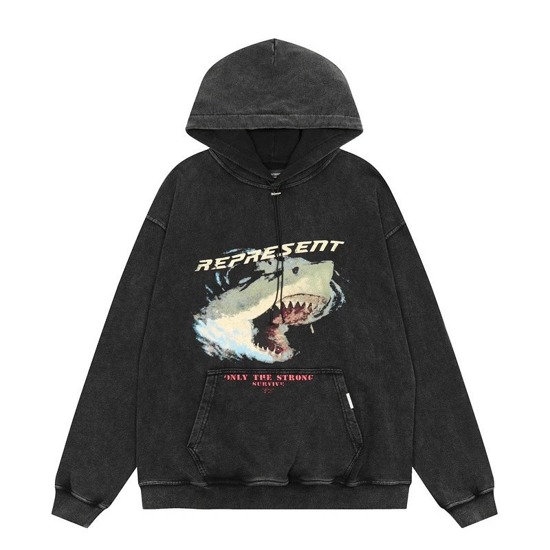 Represent Washed Shark Hoodie Multicolor - Gallery Image 5 - Detailed View