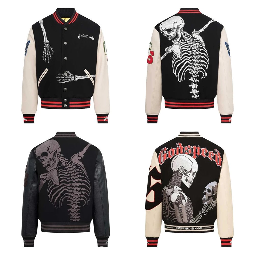 Godspeed Skeleton Embroidery Jacket Black - High Quality Product Image - Cnfans