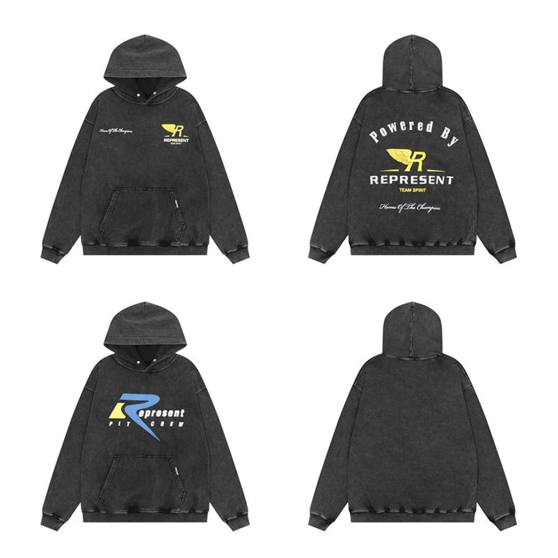 REPRESENT Washed Hoodie Black - High Quality Product Image - Cnfans