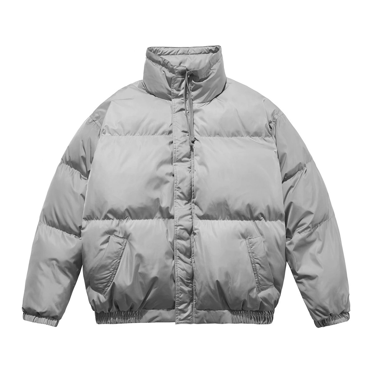 Reflective Puffer Jacket Winter Warm Unisex Silver Grey - Related Product - Cnfans