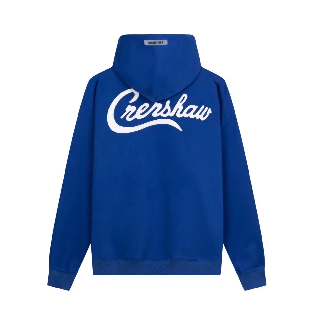 Unisex Streetwear Cotton Hoodie Crenshaw Script Royal Blue - Gallery Image 1 - Detailed View
