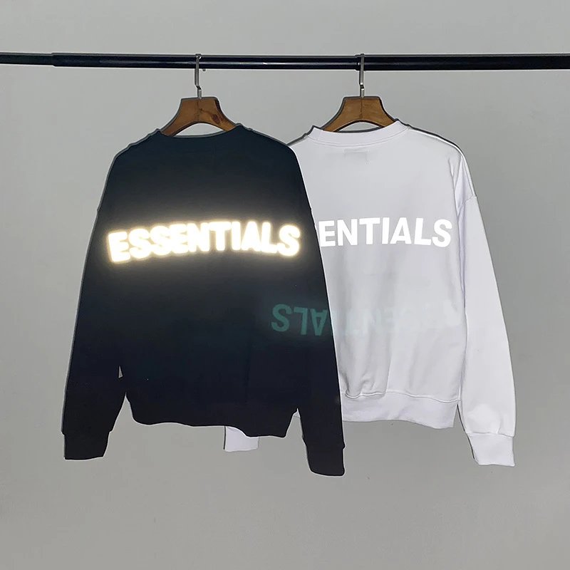 Streetwear Reflective Lettering Crewneck Sweatshirt Ivory - Gallery Image 5 - Detailed View