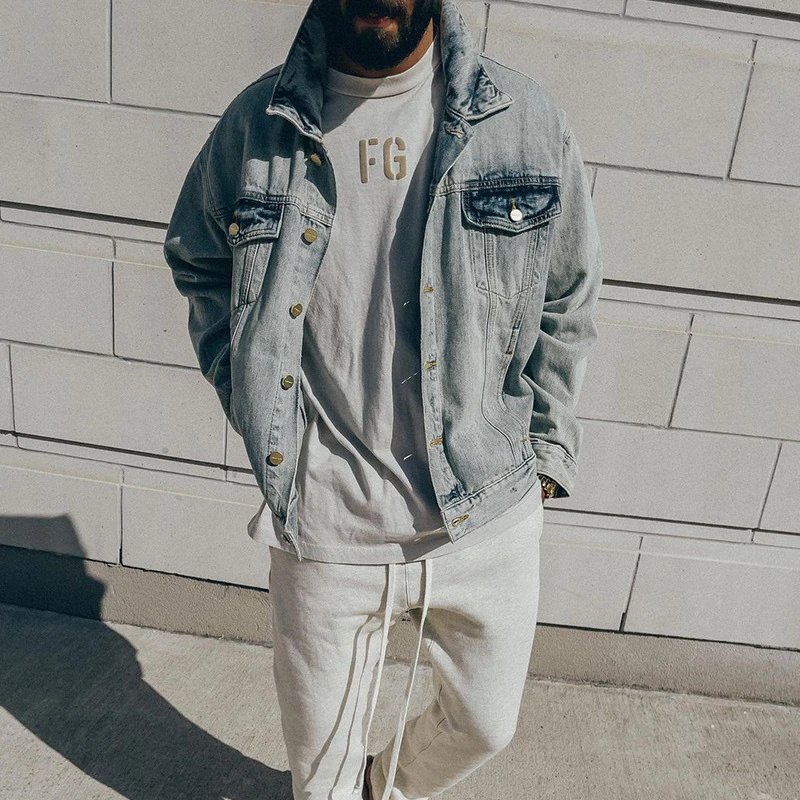 Vintage Washed Denim Jacket Oversized Streetwear Ice Blue - Gallery Image 4 - Detailed View