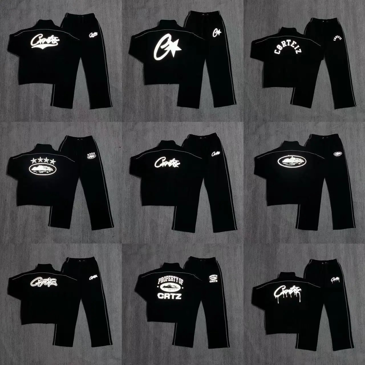 Corteiz Reflective Logo Track Set Black - Gallery Image 3 - Detailed View