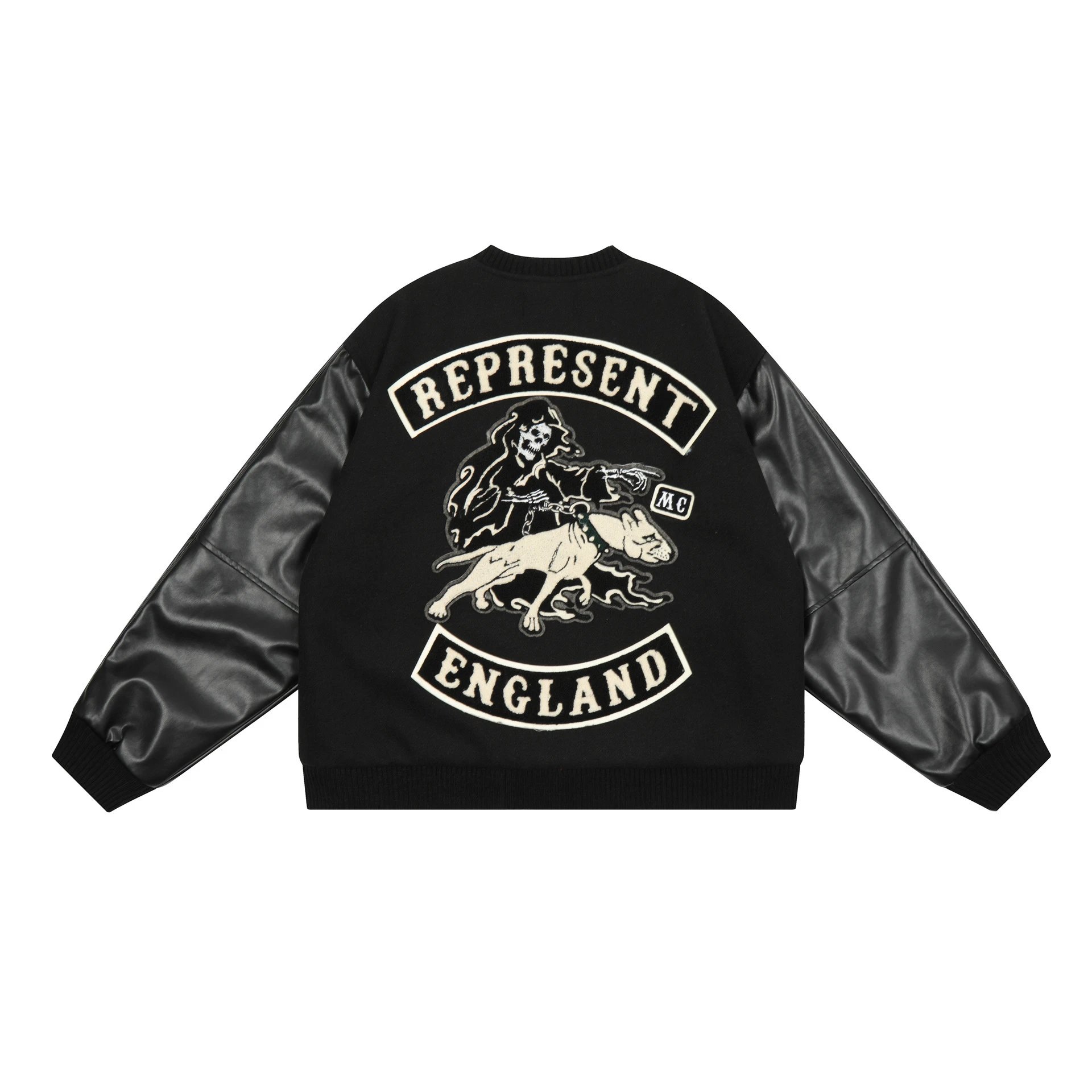 Represent Leather Sleeve Varsity Jacket - High Quality Product Image - Cnfans
