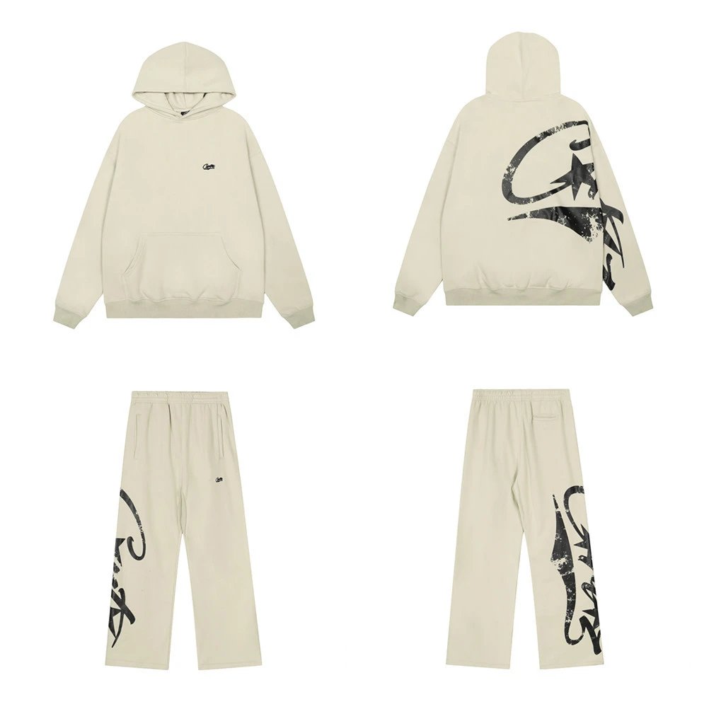 Corteiz Ivory Hoodie Set - High Quality Product Image - Cnfans