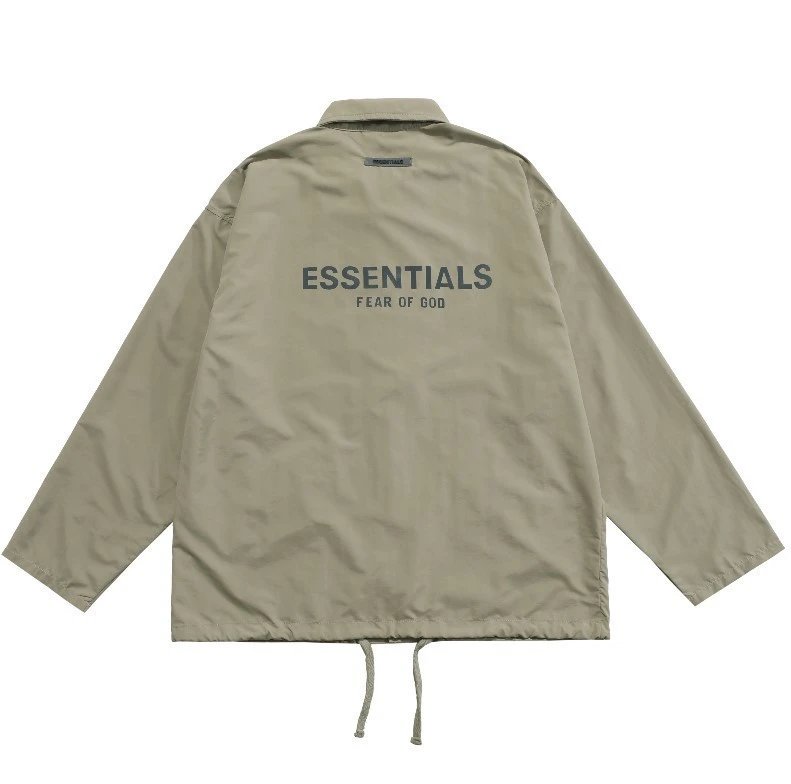 Streetwear Reflective Letter Coach Jacket Khaki - Gallery Image 3 - Detailed View