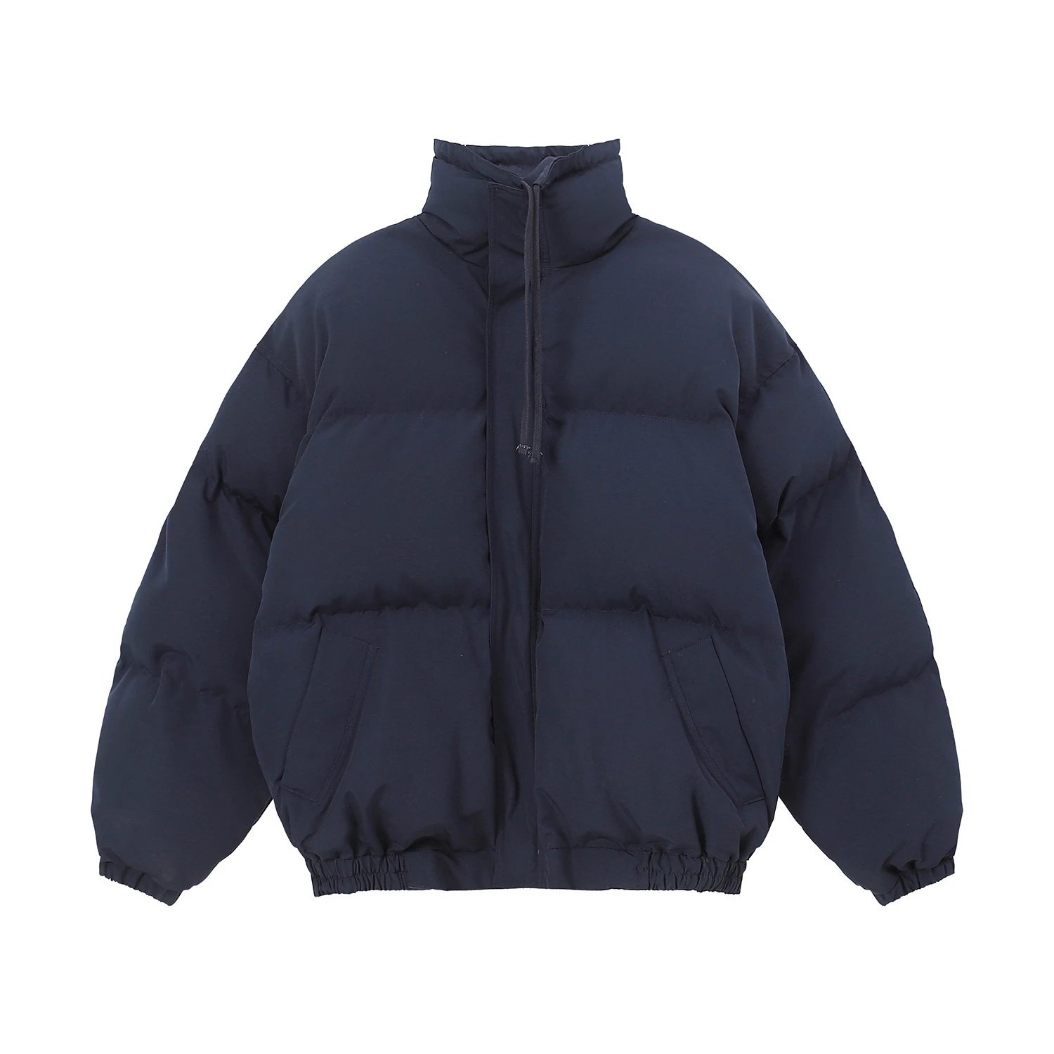 High Street Puffer Jacket Winter Unisex Stand Collar Olive Green - Gallery Image 5 - Detailed View