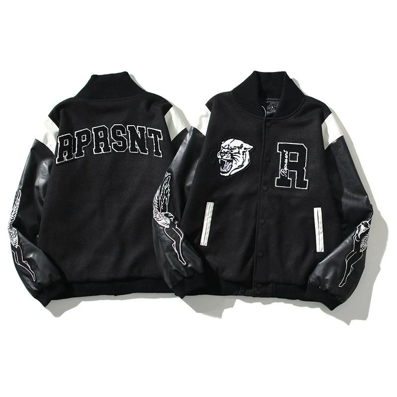 REPRESENT Tiger Embroidered Varsity Jacket Black - High Quality Product Image - Cnfans