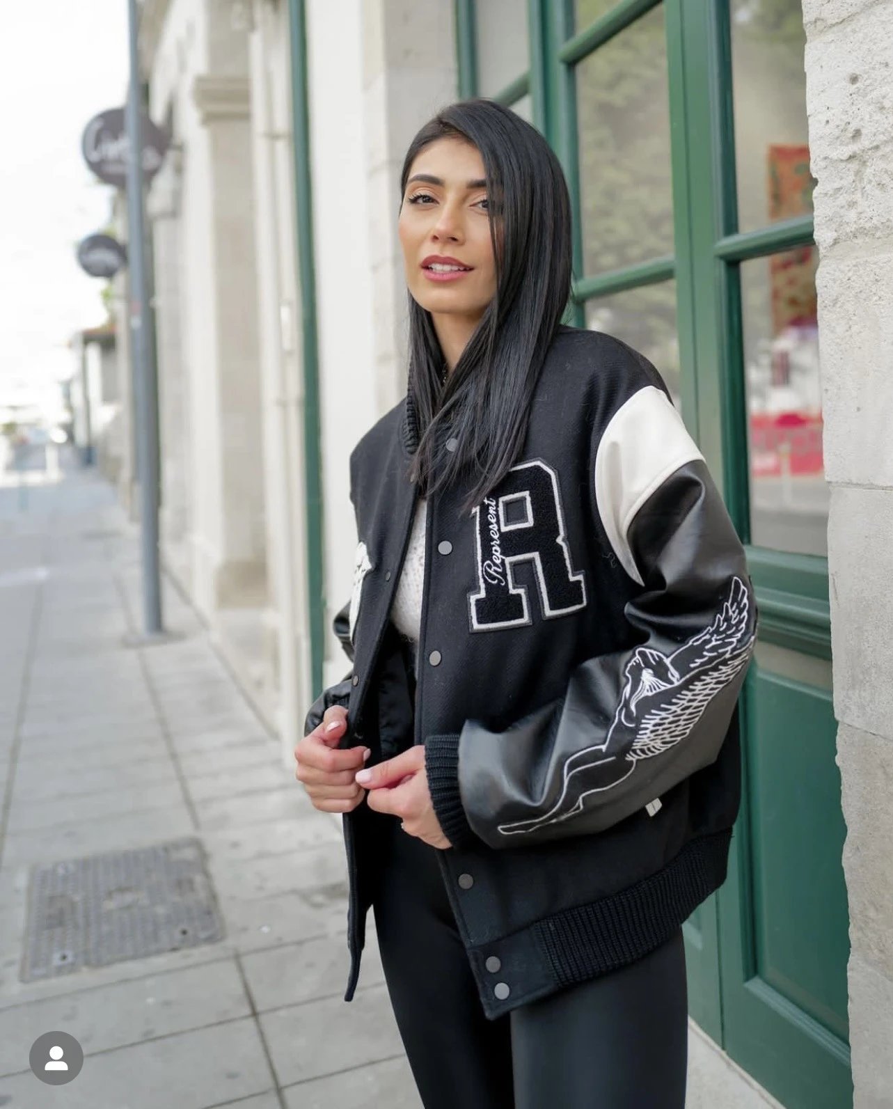 REPRESENT Tiger Embroidered Varsity Jacket Black - Gallery Image 2 - Detailed View