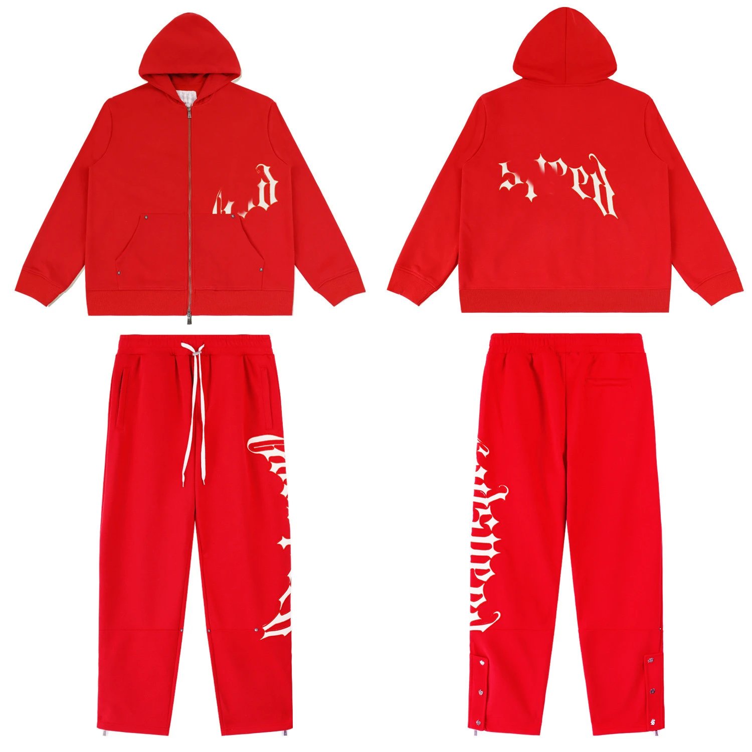 GOD&speed Hoodie Set Red/Black/Cream - Gallery Image 2 - Detailed View