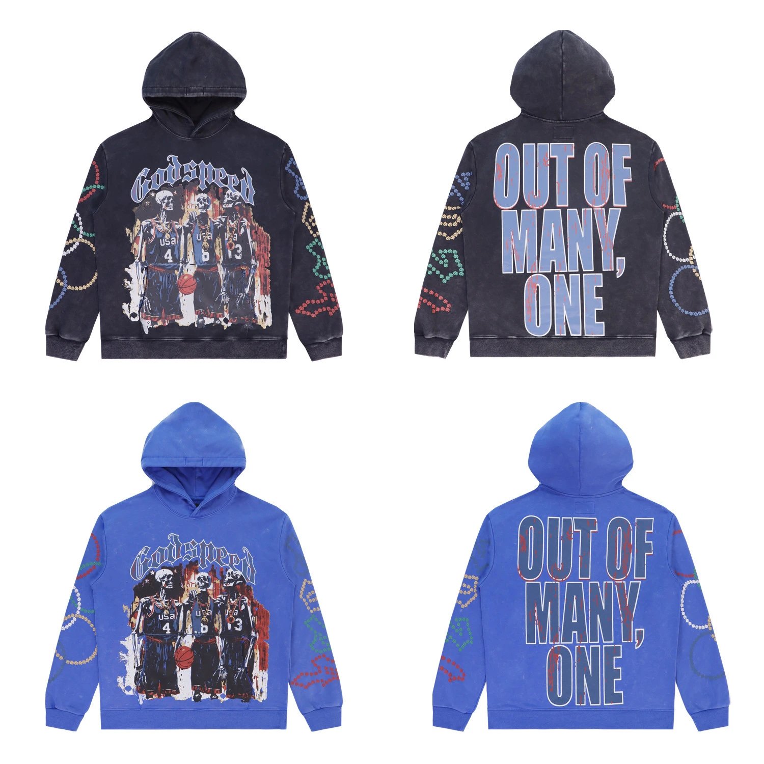 Godspeed Skull Letter Hoodie Multi - Gallery Image 2 - Detailed View