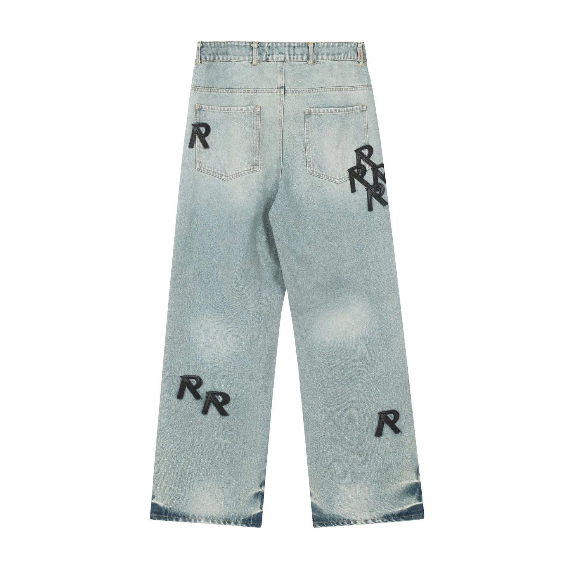 REPRESEN Straight Jeans with R Patches Light Blue - Gallery Image 4 - Detailed View